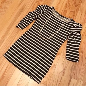 Black and Cream Striped Tunic Top